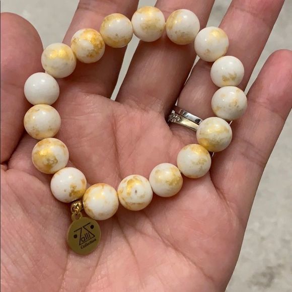 14kt gf White jade plated with‎ gold bracelet - Picture 6 of 8